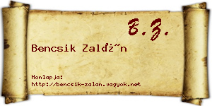 Bencsik Zalán névjegykártya